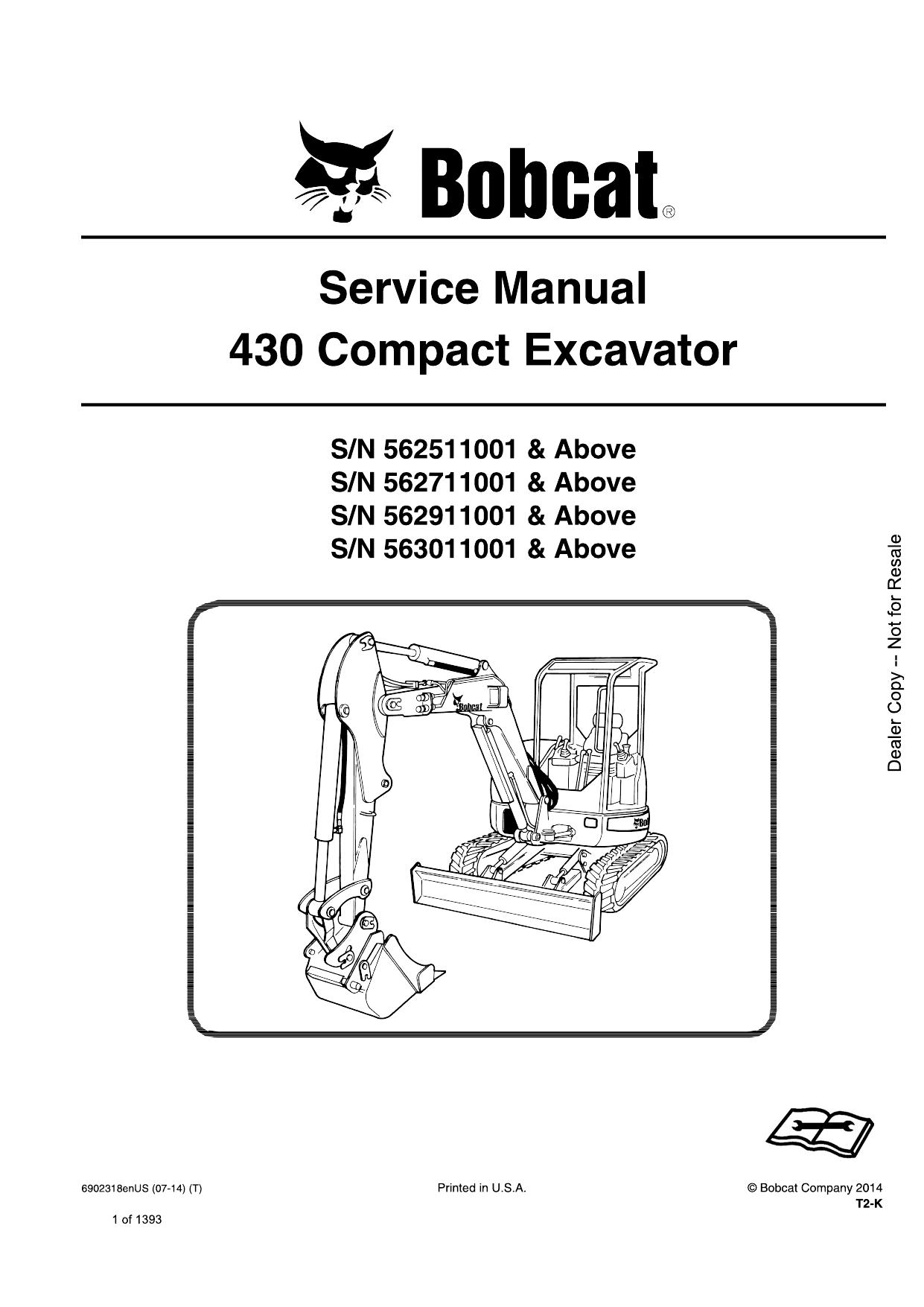 430 Compact Excavator Service Manual Bobcat